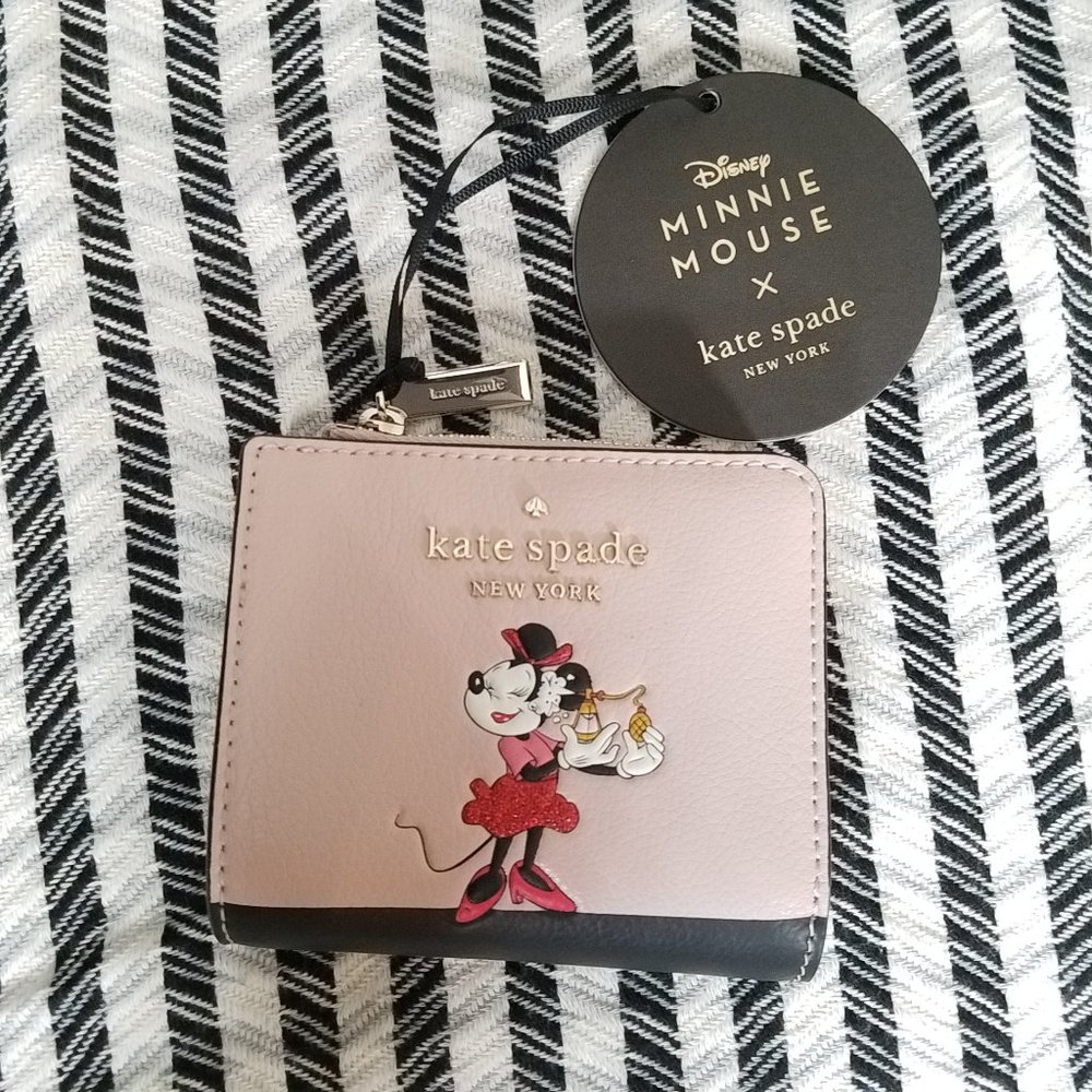 Kate Spade Minnie Mouse L-zip Bifold Wallet Vellum